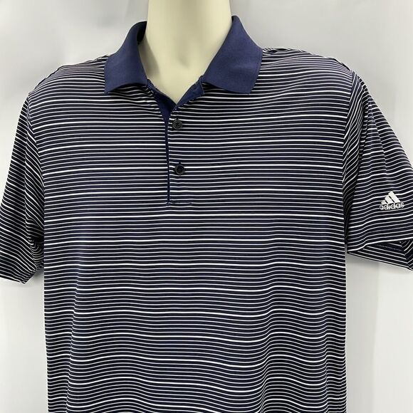 Adidas small striped clima lite short sleeve golf polo - Picture 2 of 5
